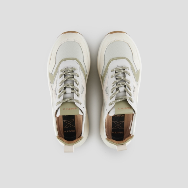 Sneakers Alexander Smith horizon donna in rip-stop semi-trasparente verde e dettagli beige - 6