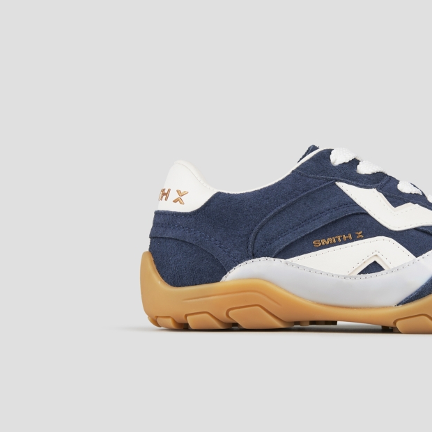 Sneakers Alexander Smith mist donna in blu con inserti in suede e laminato, tallone e logo in bianco - 3