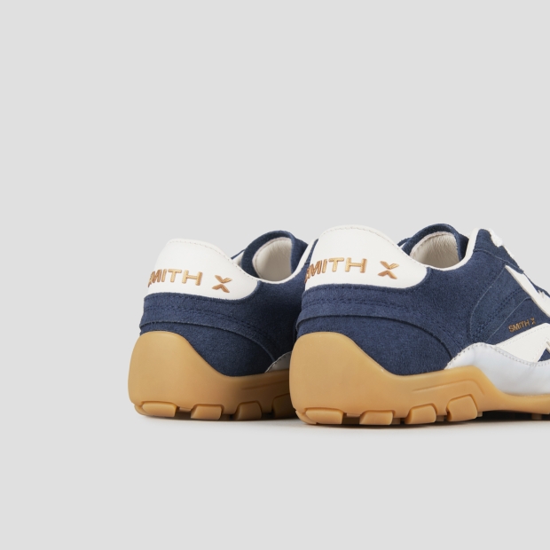 Sneakers Alexander Smith mist donna in blu con inserti in suede e laminato, tallone e logo in bianco - 5