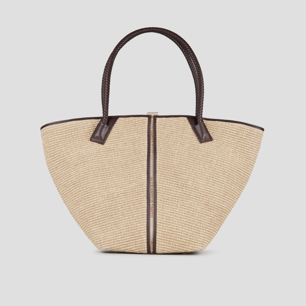 Sneakers Alexander Smith lauren large borsa a spalla in rafia beige e manico intrecciato marrone - 1