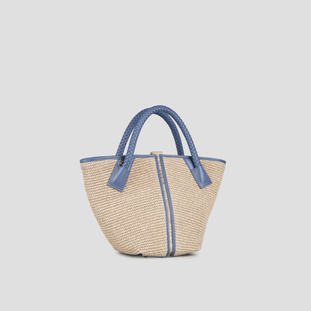 Sneakers Alexander Smith lauren small borsa a mano con tracolla in rafia beige e manico intrecciato azzurro - 2