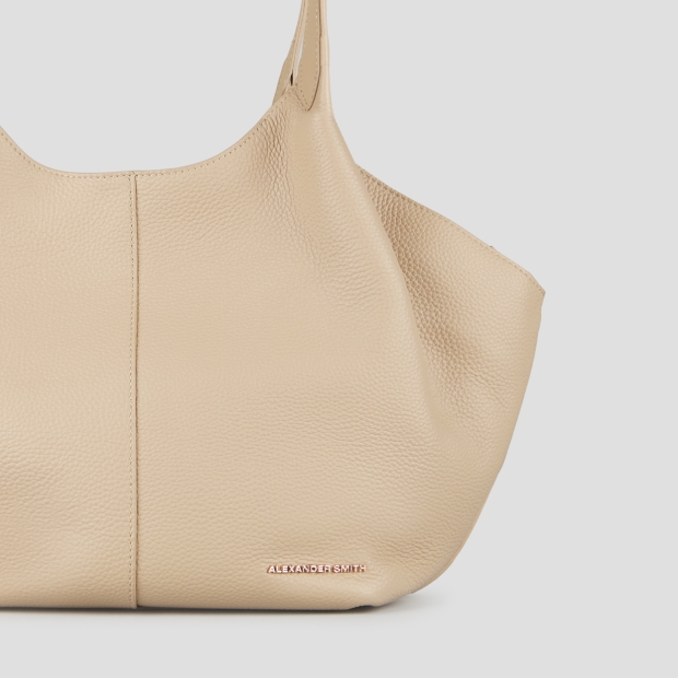 Sneakers Alexander Smith rachel medium borsa a spalla in pelle bottalata beige - 5