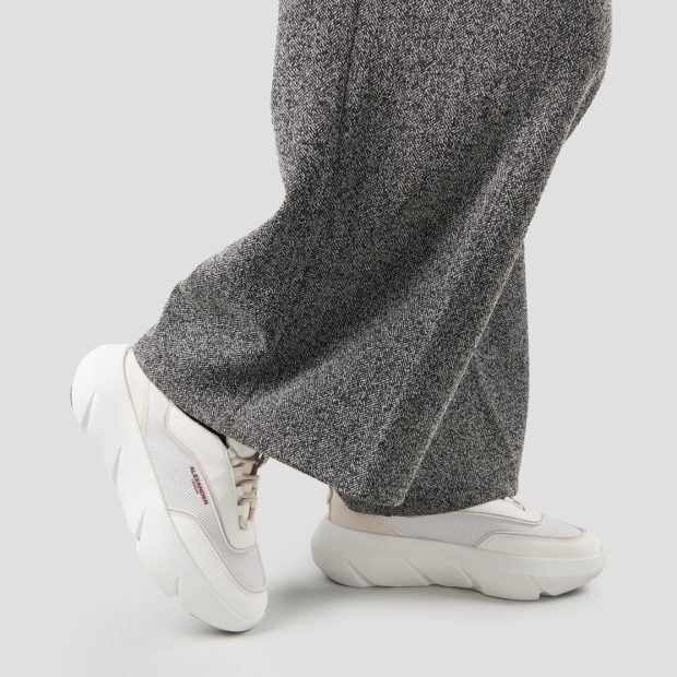 Sneakers Alexander Smith eclipse donna in pelle bianca e rete con dettagli beige - 2