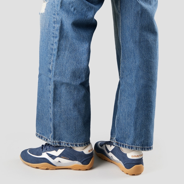 Sneakers Alexander Smith mist donna in blu con inserti in suede e laminato, tallone e logo in bianco - 2