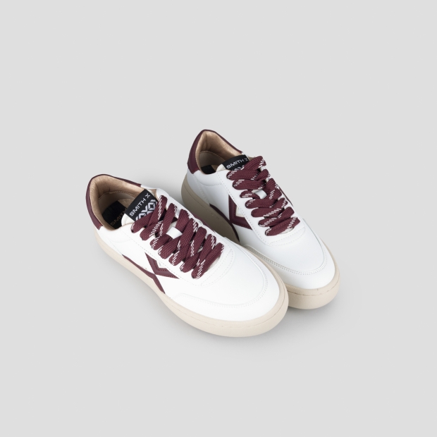 Sneakers Alexander Smith laccio piatto bordeaux con tratteggio bianco da donna - 2
