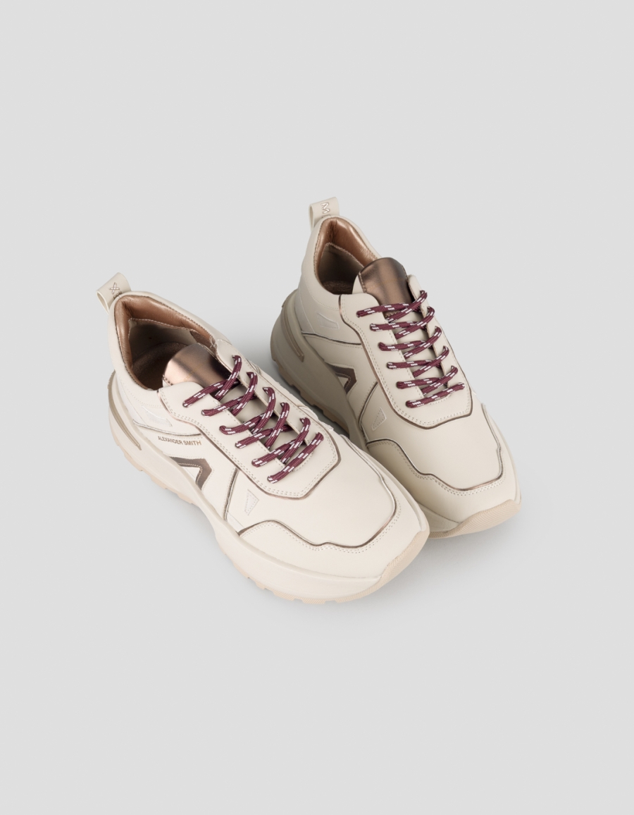 Sneakers Alexander Smith liverpool donna in pelle beige e specchiato opaco - 2