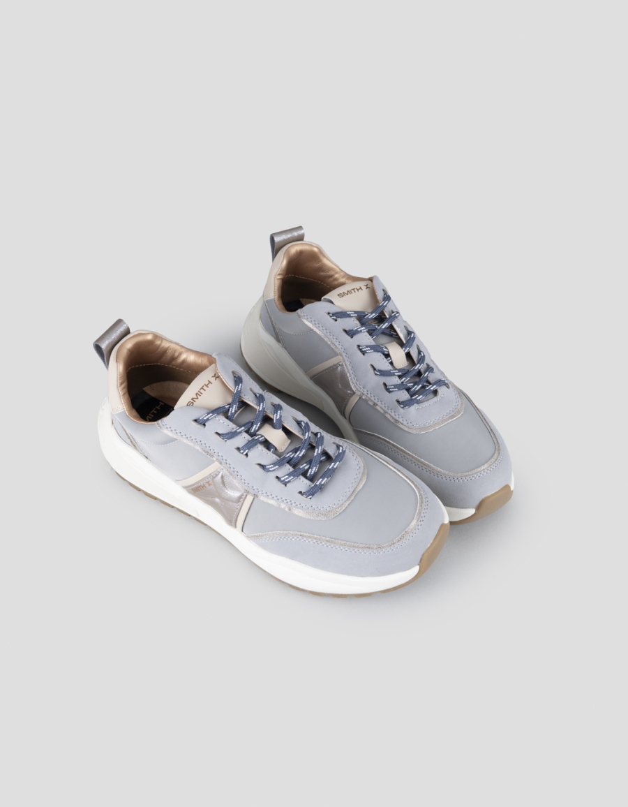 Sneakers Alexander Smith blaze donna in nylon avio e dettagli in laminato argento - 2