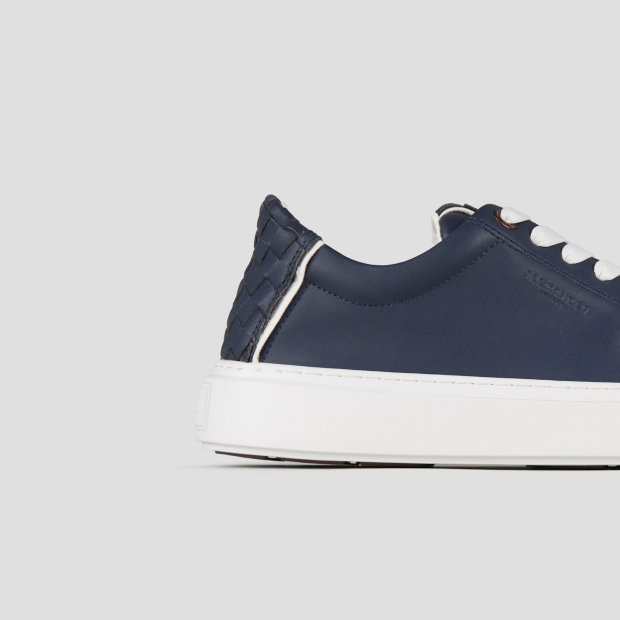 Sneakers Alexander Smith london uomo in pelle blu con tallone in pelle intrecciata - 3