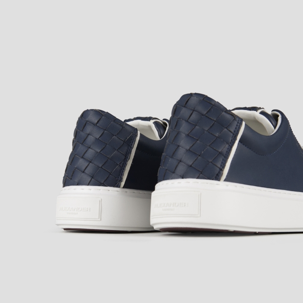 Sneakers Alexander Smith london uomo in pelle blu con tallone in pelle intrecciata - 5
