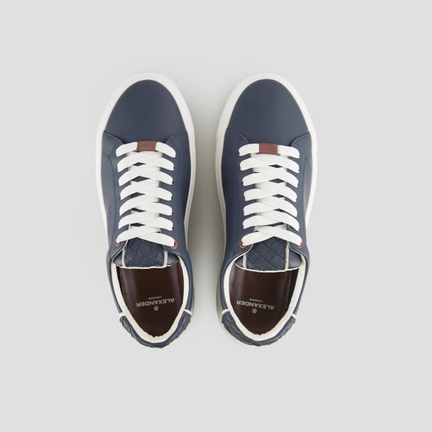 Sneakers Alexander Smith london uomo in pelle blu con tallone in pelle intrecciata - 6