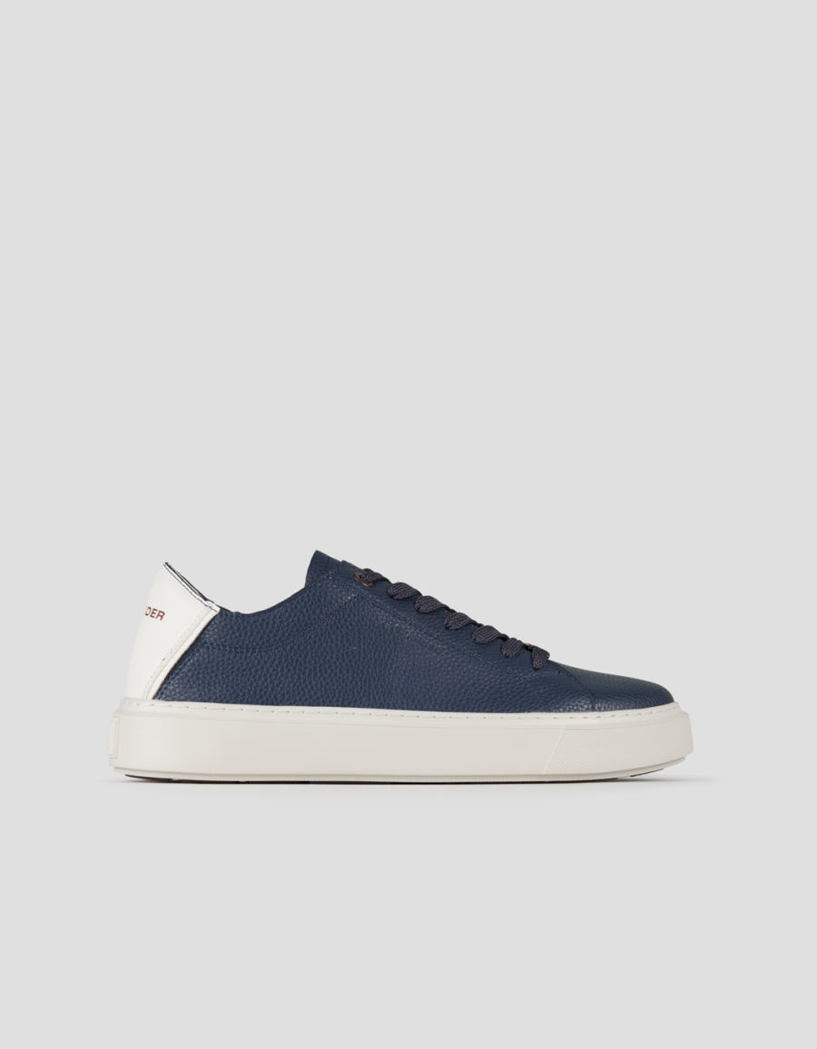 Sneakers Alexander Smith london uomo decostruita in pelle bottalata blu e tallone bianco - 1