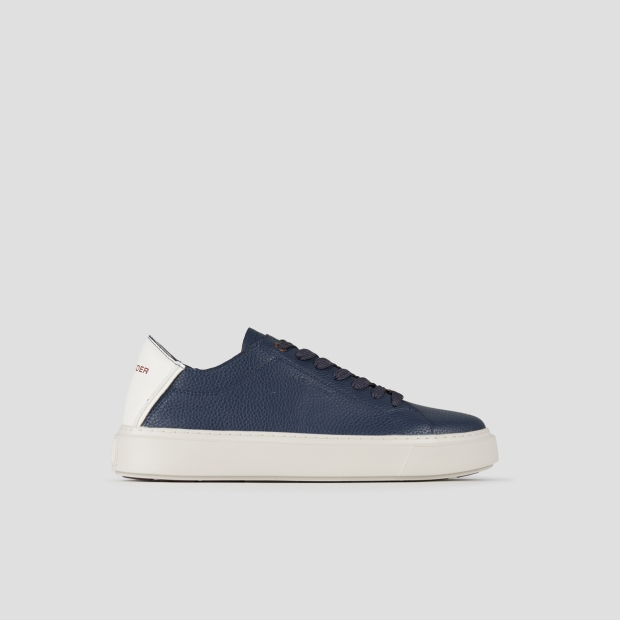 Sneakers Alexander Smith london uomo decostruita in pelle bottalata blu e tallone bianco - 1