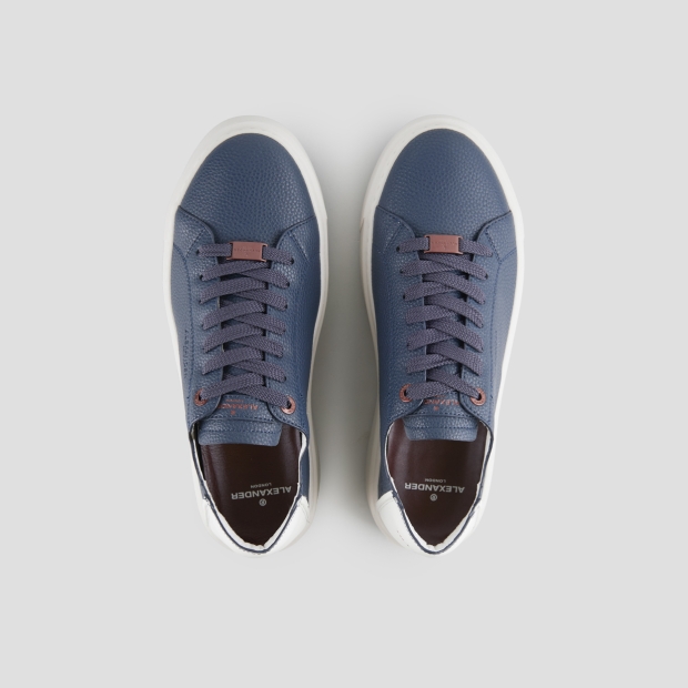 Sneakers Alexander Smith london uomo decostruita in pelle bottalata blu e tallone bianco - 6
