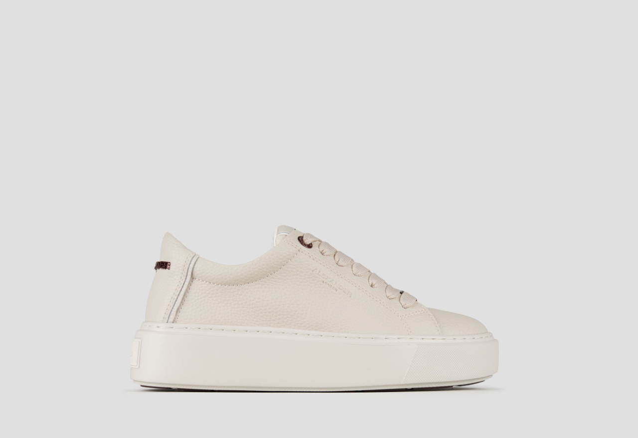 Sneakers Alexander Smith london donna in pelle bottalata beige e suola in tinta - 1