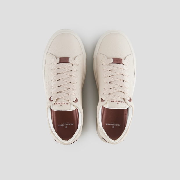 Sneakers Alexander Smith london donna in pelle bottalata beige e suola in tinta - 6