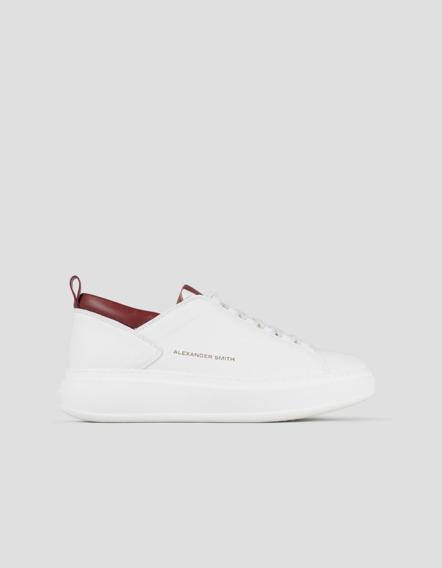Sneakers Alexander Smith wembley uomo alta frequenza in nappa bianca e dettagli rossi - 1