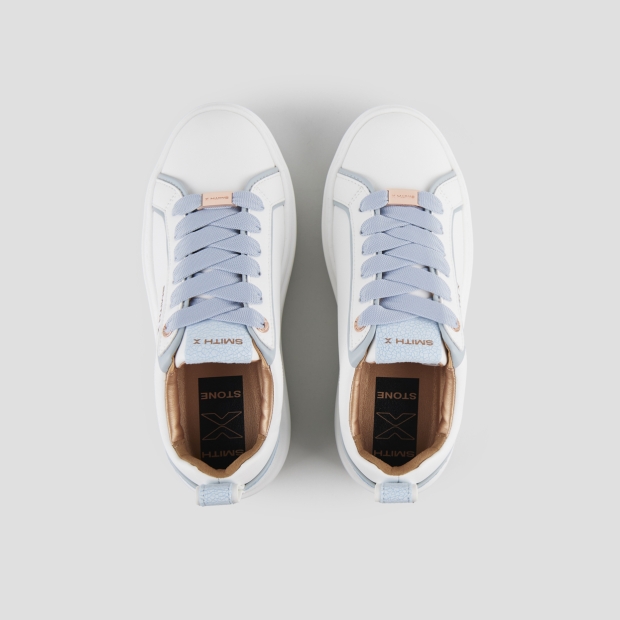 Sneakers Alexander Smith stone donna in bianco con tallone cracklè azzurro - 6