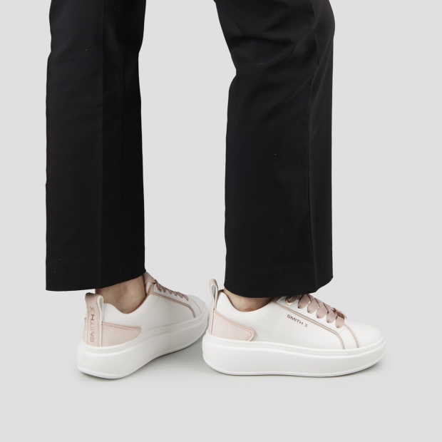 Sneakers Alexander Smith stone donna in bianco con tallone cracklè rosa - 2