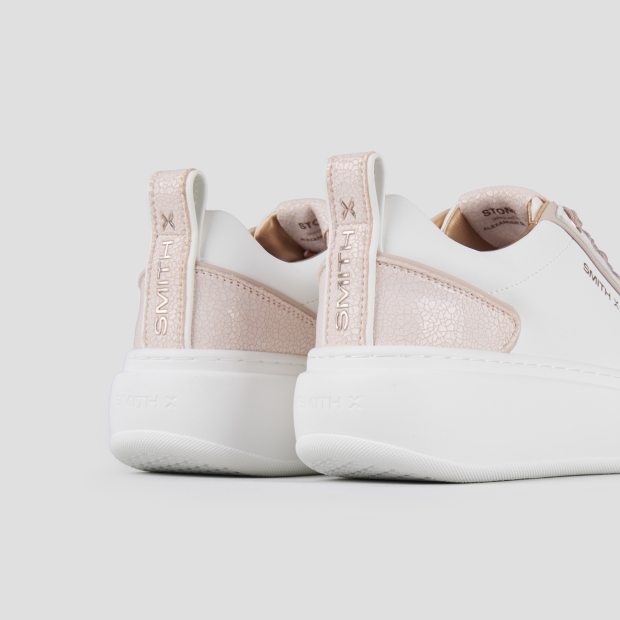 Sneakers Alexander Smith stone donna in bianco con tallone cracklè rosa - 5