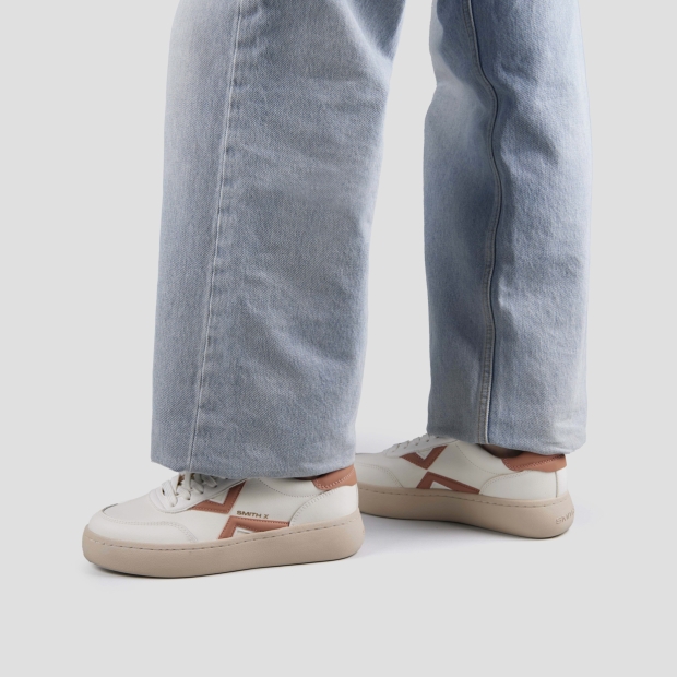 Sneakers Alexander Smith ocean donna in pelle bianca e dettagli corallo - 2