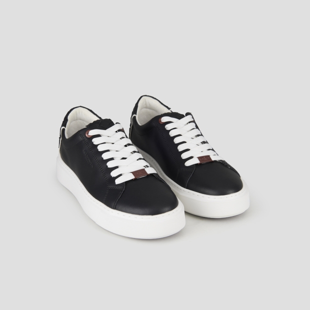 Sneakers Alexander Smith london uomo in pelle nera e tallone in pelle intrecciata - 4