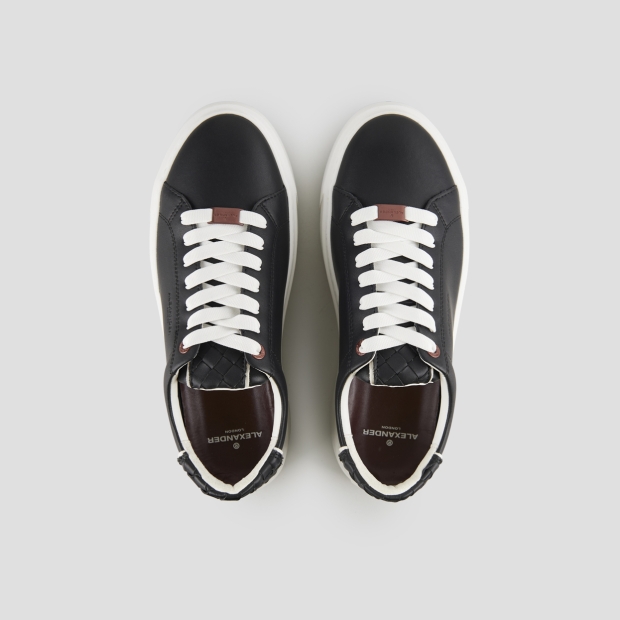 Sneakers Alexander Smith london uomo in pelle nera e tallone in pelle intrecciata - 6