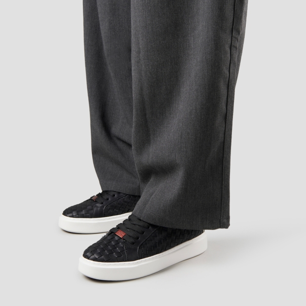 Sneakers Alexander Smith london uomo in pelle intrecciata nera - 2