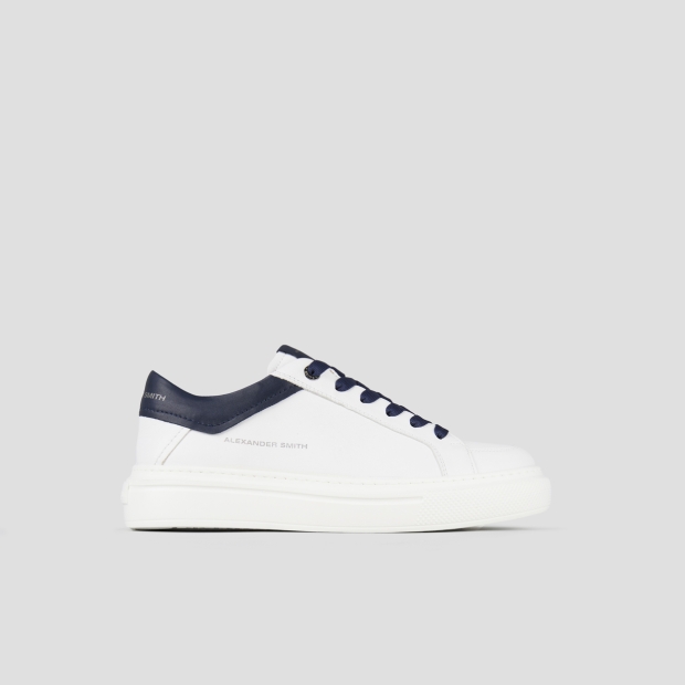 Sneakers Alexander Smith regent uomo in pelle di capra bianca e dettagli blu - 1