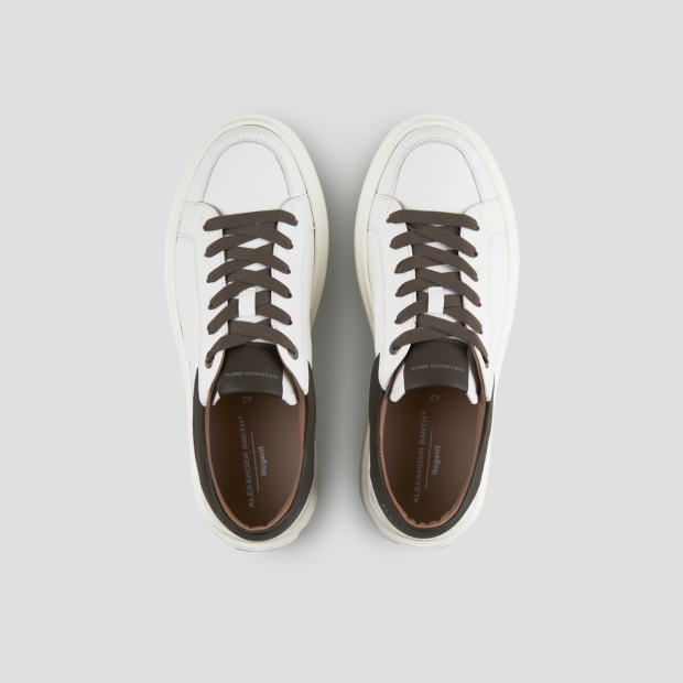 Sneakers Alexander Smith regent uomo in pelle di capra bianca e dettagli verde militare - 6