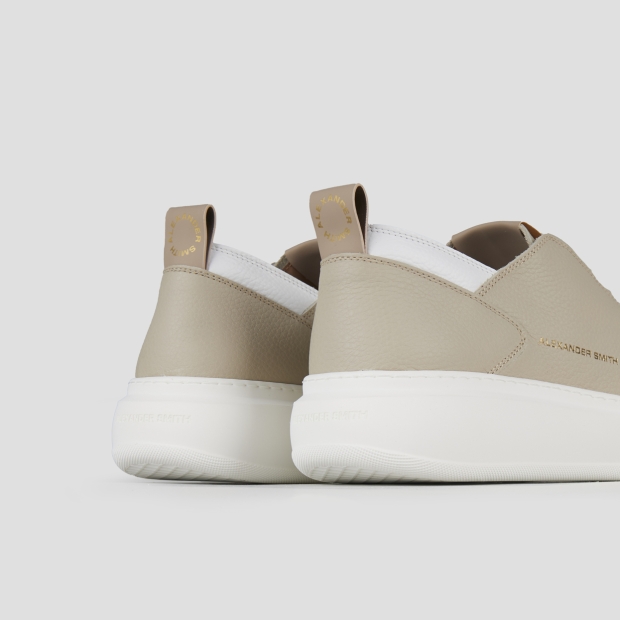 Sneakers Alexander Smith wembley uomo decostruita in pelle bottalata avorio e dettagli bianchi - 5