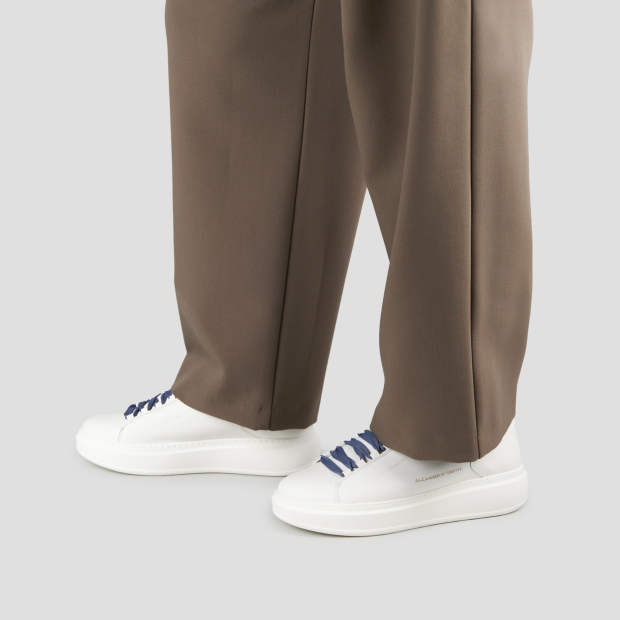 Sneakers Alexander Smith wembley uomo alta frequenza in nappa bianca e dettagli blu - 2