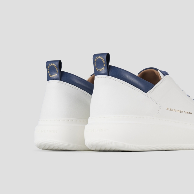 Sneakers Alexander Smith wembley uomo alta frequenza in nappa bianca e dettagli blu - 5