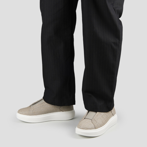 Sneakers Alexander Smith wembley slip-on uomo in pelle intrecciata grigia - 2