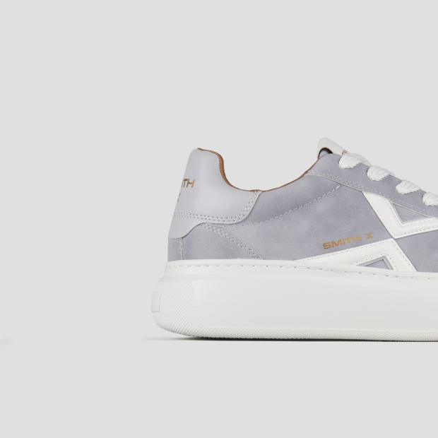 Sneakers Alexander Smith college donna in suede grigio e logo bianco - 4