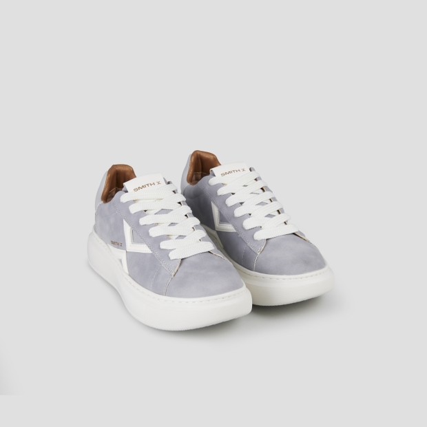 Sneakers Alexander Smith college donna in suede grigio e logo bianco - 5