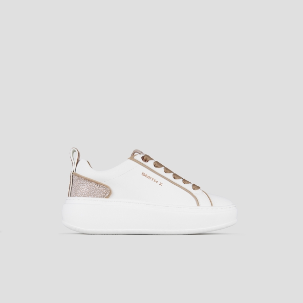 Sneakers Alexander Smith stone donna in bianco con tallone cracklè beige - 1