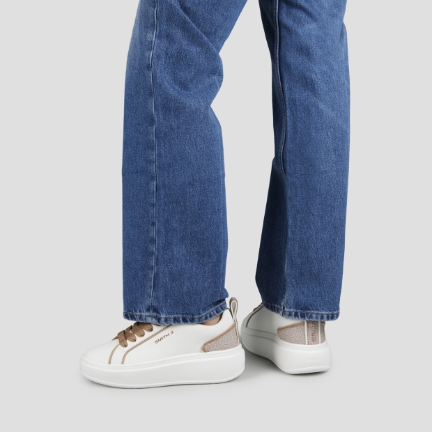 Sneakers Alexander Smith stone donna in bianco con tallone cracklè beige - 2