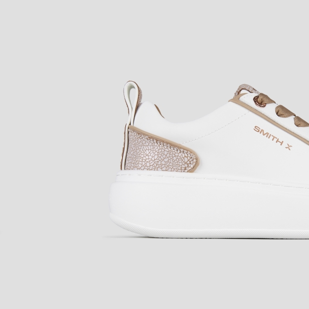 Sneakers Alexander Smith stone donna in bianco con tallone cracklè beige - 3