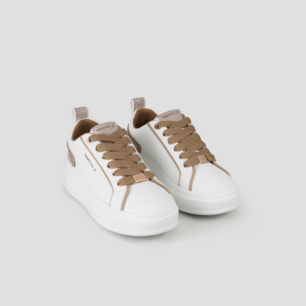 Sneakers Alexander Smith stone donna in bianco con tallone cracklè beige - 4
