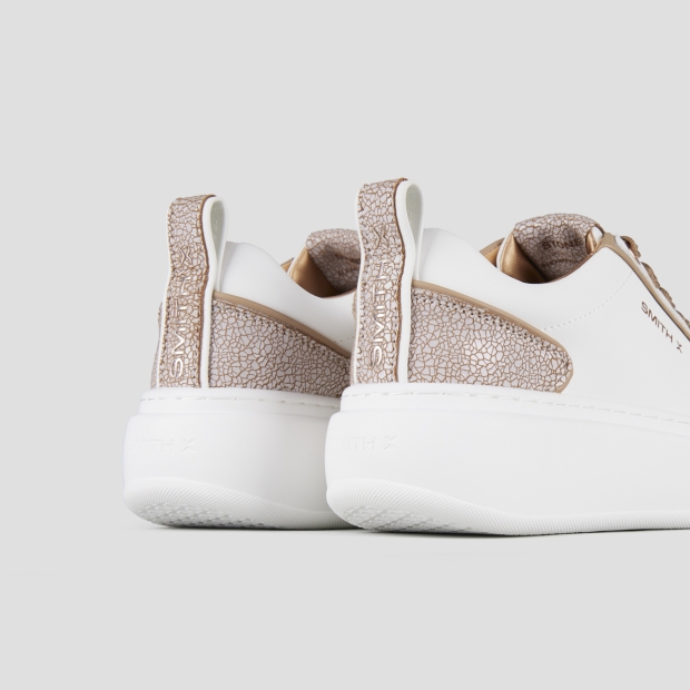 Sneakers Alexander Smith stone donna in bianco con tallone cracklè beige - 5