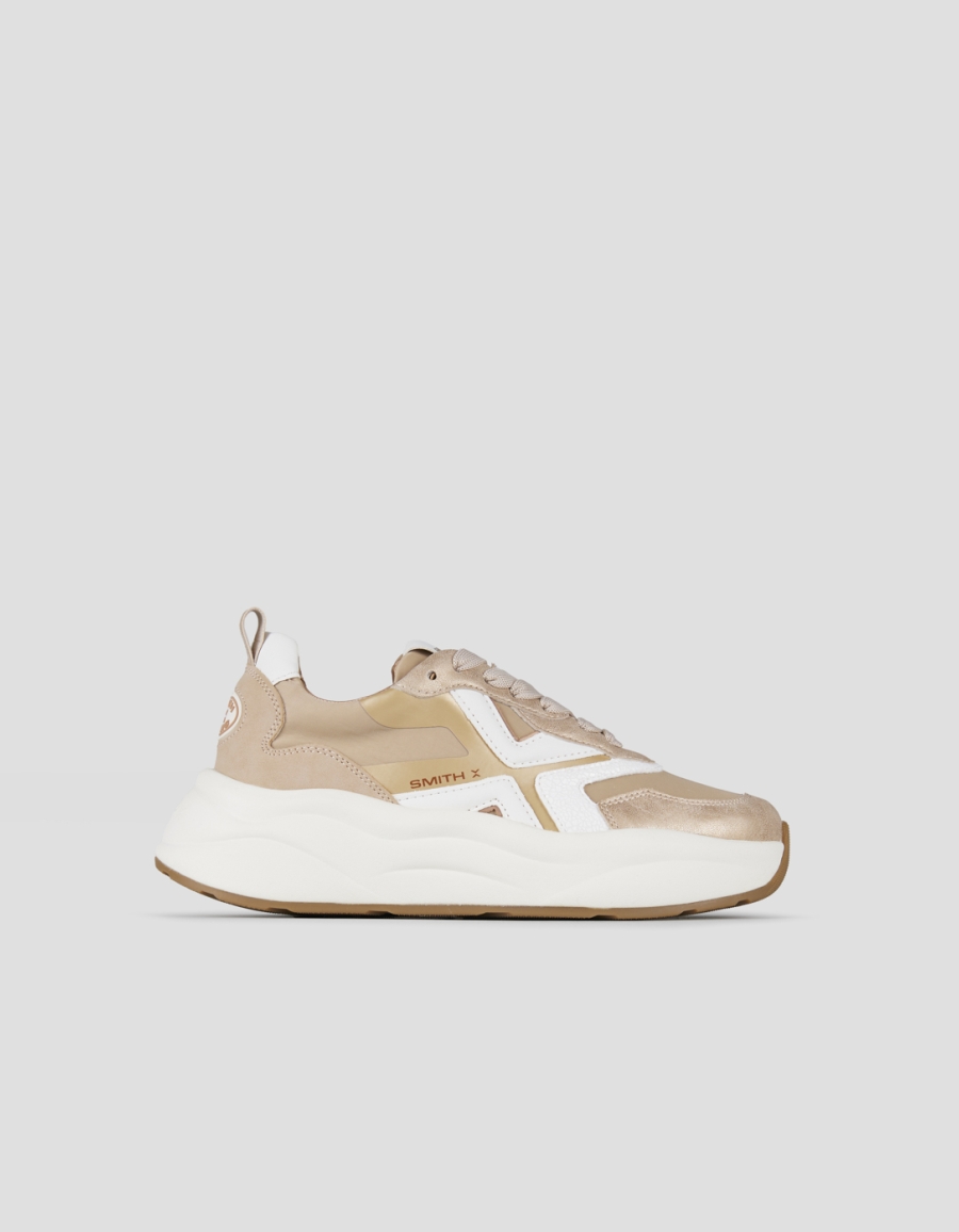 Sneakers Alexander Smith horizon donna in nylon beige e laminato rame - 1