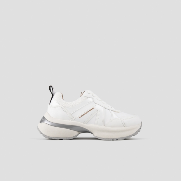 Sneakers Alexander Smith victoria donna in pelle bianca con dettagli in mesh e suede - 1