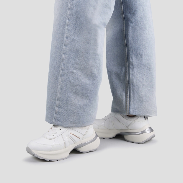 Sneakers Alexander Smith victoria donna in pelle bianca con dettagli in mesh e suede - 2