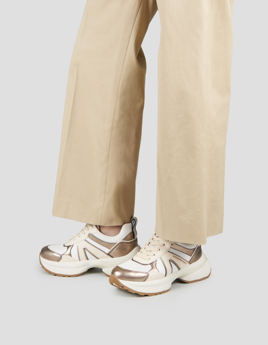 Sneakers Alexander Smith victoria donna in bianco e mesh con dettagli laminati rame - 2