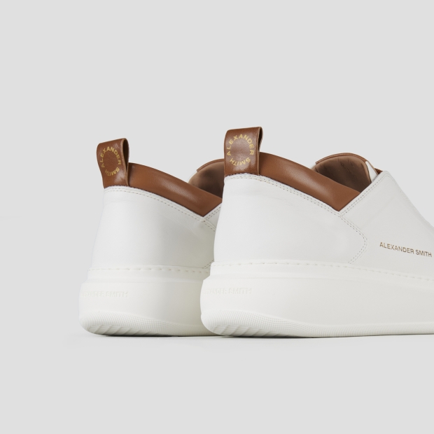 Sneakers Alexander Smith wembley uomo alta frequenza in nappa bianca e dettagli marroni - 5