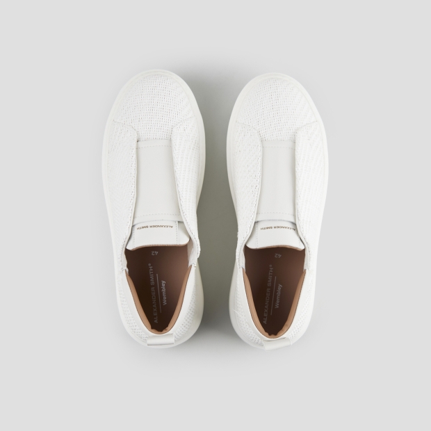 Sneakers Alexander Smith wembley slip-on uomo in pelle intrecciata bianca - 6