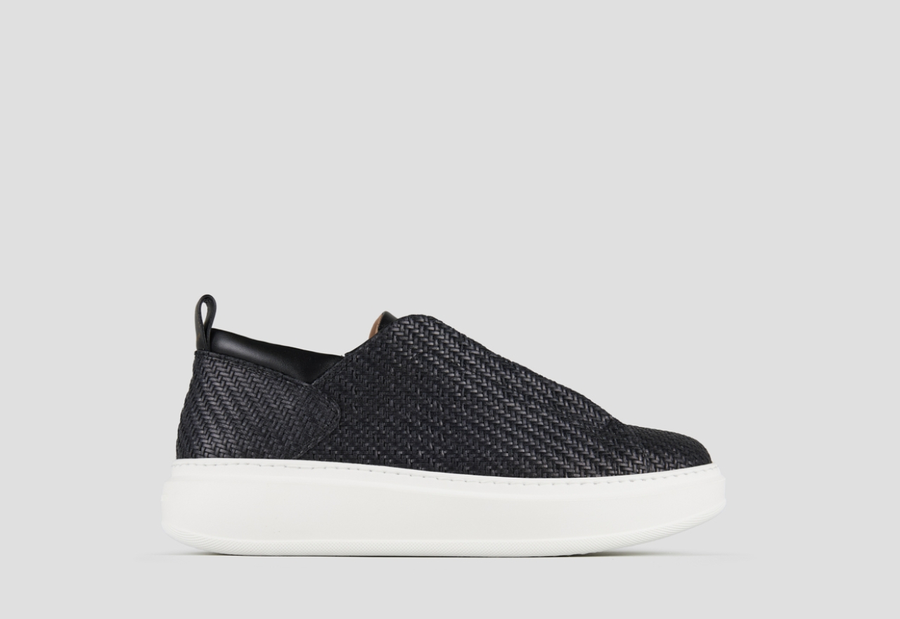 Sneakers Alexander Smith wembley slip-on uomo in pelle intrecciata nera - 1
