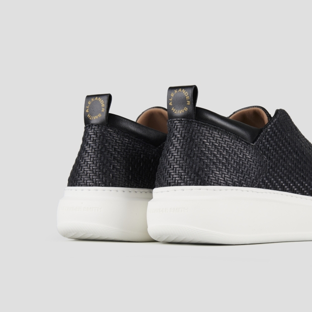 Sneakers Alexander Smith wembley slip-on uomo in pelle intrecciata nera - 5
