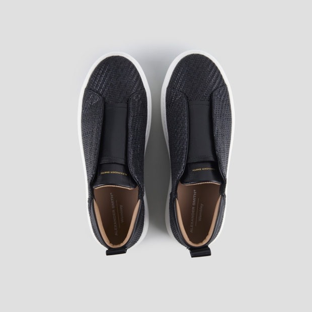 Sneakers Alexander Smith wembley slip-on uomo in pelle intrecciata nera - 6