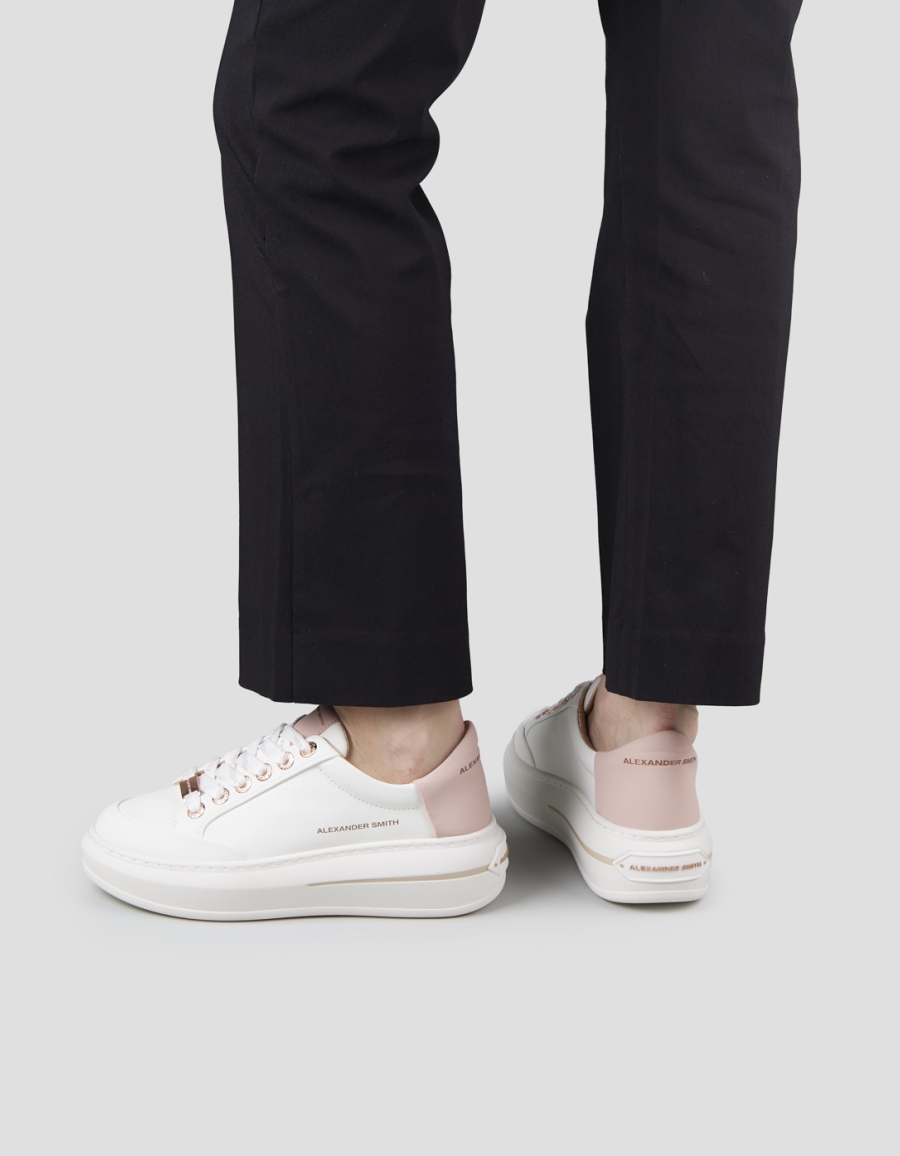 Sneakers Alexander Smith lancaster donna in pelle bianca e tallone rosa - 2